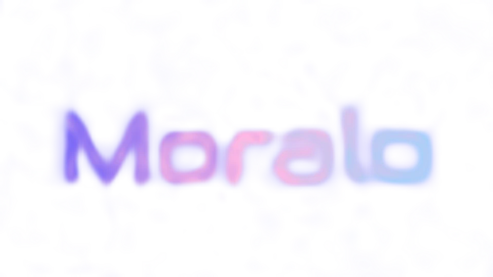 Standbild: die Moralo-Wortmarke, von einem neuronalen Netz gezeichnet, mit leuchtendem Farbverlauf